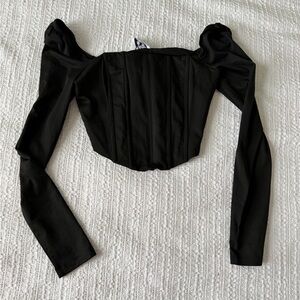 Princess Polly Black Off-Shoulder Crop Top